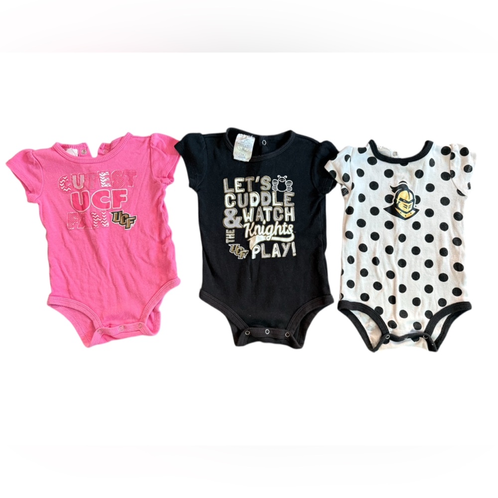 A Knights Apparel Brand. Set of 3 UCF Infant Onesie. Size 6-9M